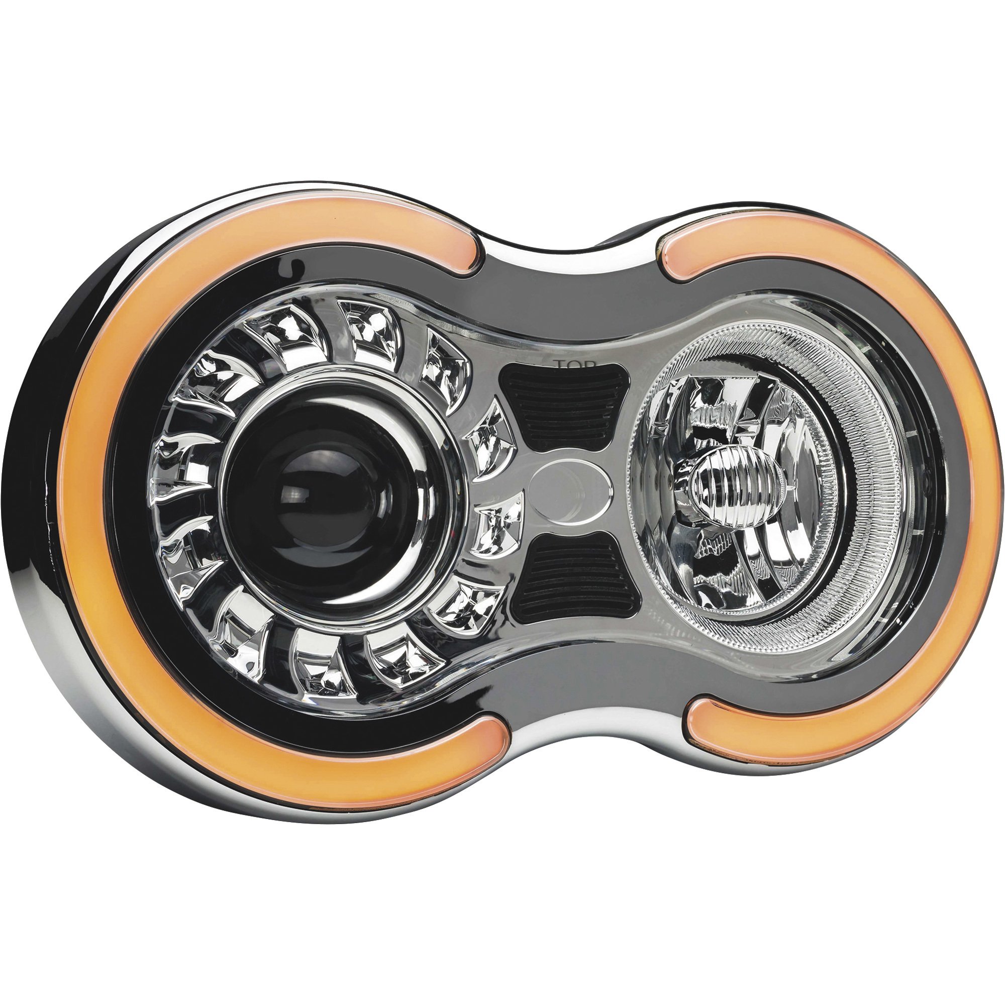 Trux Accessories 18.50 x 11in. Universal Retro LED Projector Semi-Truck Headlight Assembly, Chrome